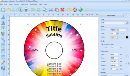 برنامج تصميم وطباعة أغلفة الاسطوانات RonyaSoft CD DVD Label Maker 3.2.18