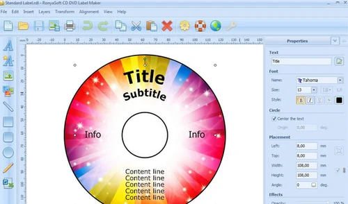 برنامج تصميم وطباعة أغلفة الاسطوانات RonyaSoft CD DVD Label Maker 3.2.18