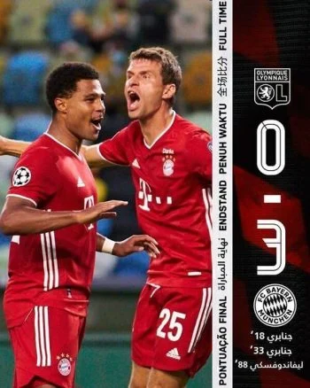 اهداف مباراة بايرن ميونخ وليون 3-0